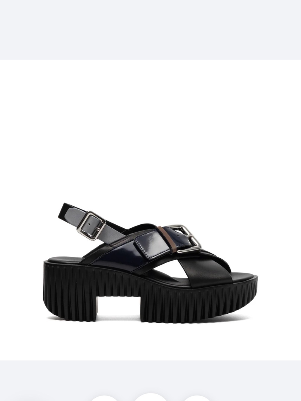 Chunky Black Platform Slingback Sandals with Buckle Detail
